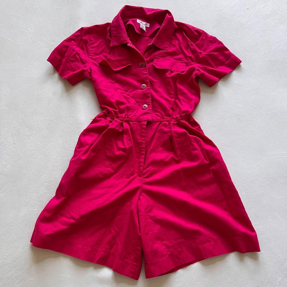 Talbots Fuchsia Pink Cotton and Linen Playsuit Romper Fall Autumn Chic Size 6